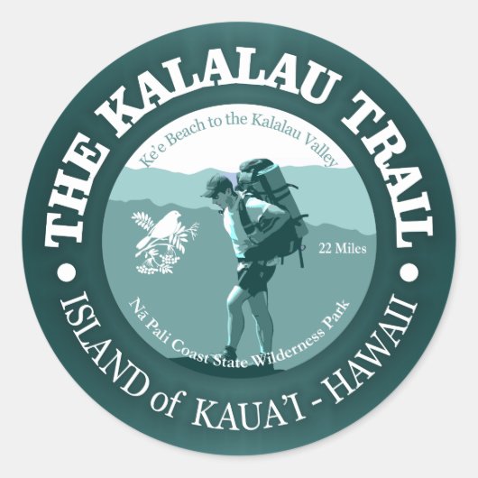 Kalalau Trail Ronde Sticker (Voorkant)