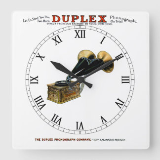 Kalamazoo Duplex Antiek Phonograph Wall Clock Vierkante Klok