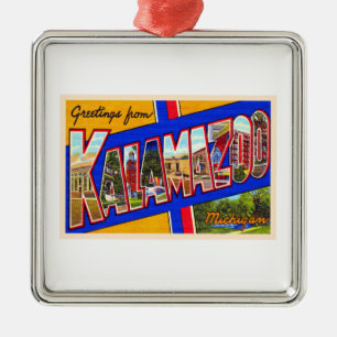 Kalamazoo Michigan groot Briefkaart Metalen Ornament