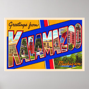 Kalamazoo Michigan groot Briefkaart Poster