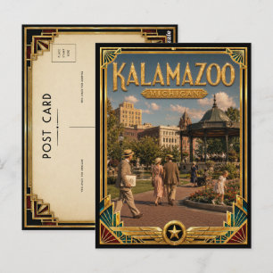 Kalamazoo Michigan Vintage Art Deco Gouden Tijdper Briefkaart