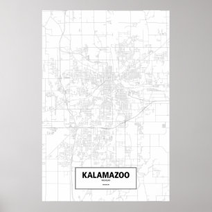 Kalamazoo, Michigan (zwart op wit) Poster