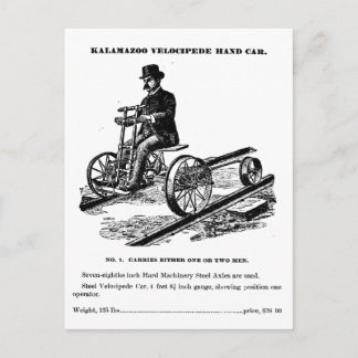 KALAMAZOO Velocipede Railroad Hand Car 1887 Briefkaart