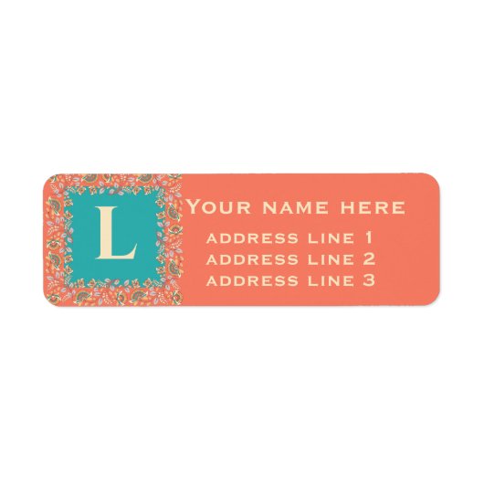 Kalamkari Retour-adreslabel Etiket (Voorkant)