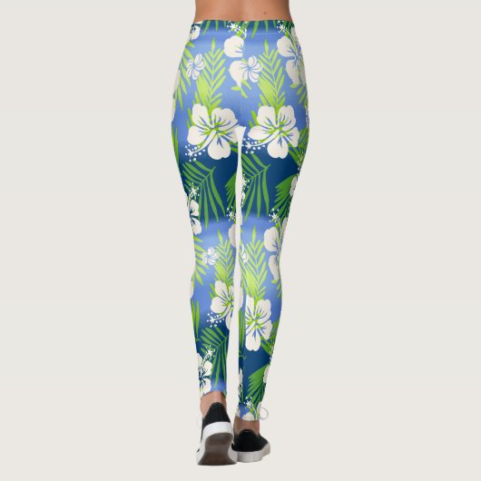 Kalani Tie Dye Blend Tropisch Hibiscus - Blauw Leggings (Achterkant)