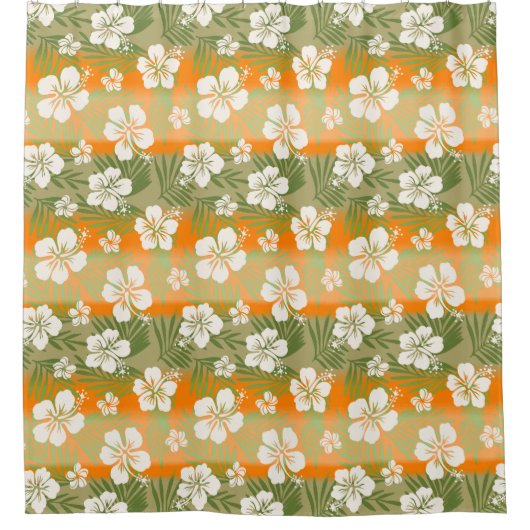 Kalani Tie Dye Blend Tropisch Hibiscus - Oranje Douchegordijn (Voorkant)