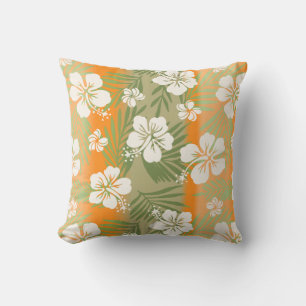Kalani Tie Dye Tropical Hibiscus Reversible - Tan Buitenkussen