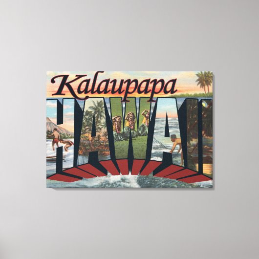 Kalaupapa, Hawaii - Grote lettertjes Canvas Afdruk (Voorkant)