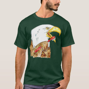 Kale adelaar borstelen tandenbad waterverf t-shirt