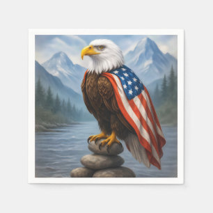 Kale adelaar draagt Amerikaanse vlag cape Servet