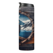 Kale Adelaar Ingelijst In Mountain Scene Thermosbeker (Geroteerd rechts)