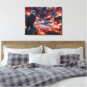 Kale Adelaar Kijkend naar een Mountain Wildfire Canvas Afdruk (Insitu (Slaapkamer))