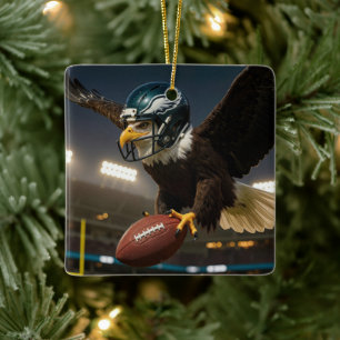 Kale adelaar met een Football en een helm Keramisch Ornament