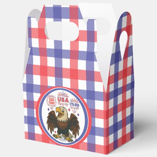 Kale adelaar met vuurwerk – VS 250 jaar 1776-2026 Bedankdoosjes (Open)