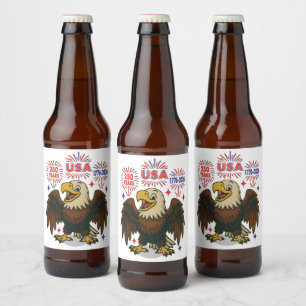 Kale adelaar met vuurwerk – VS 250 jaar 1776-2026 Bier Etiket