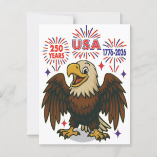 Kale adelaar met vuurwerk – VS 250 jaar 1776-2026 Briefkaart