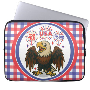 Kale adelaar met vuurwerk – VS 250 jaar 1776-2026 Laptop Sleeve