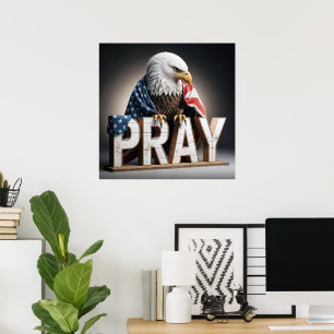 Kale Adelaar op een gebed teken Poster