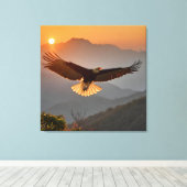 Kale adelaar stijgt bij zonsondergang canvas afdruk (Insitu (Houten vloer))