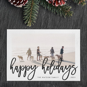 Kale Bold Borstel Schrift Typografie Kerst Foto Ge Feestdagenkaart