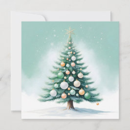 Kale dennenboom | Zilver Groen Oranje Feestdagenkaart