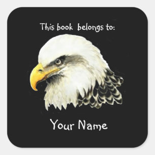 Kale Eagle Bird, Dit boek hoort bij Bookplate Vierkante Sticker
