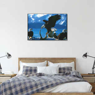 Kale Eagle op log verpakt Canvas Afdruk