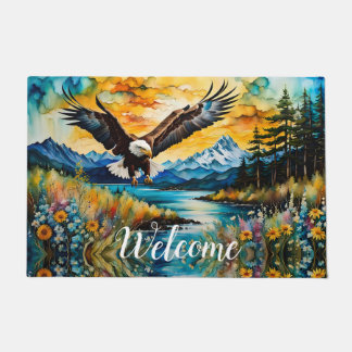 Kale Eagle rivier wilde bloemen bij zonsondergang Deurmat