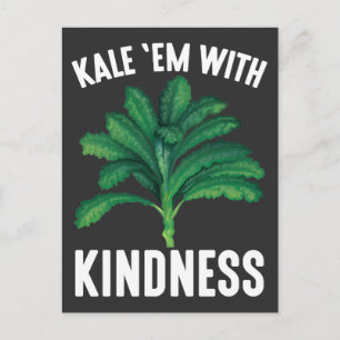 Kale Em met Kindness Green Veggies Vegan Pun Briefkaart