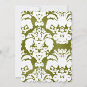 Kale Green Damask Vintage Wedding Invitations (Devant)