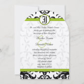 Kale Green Monogram Mariage damassé Invitation (Devant)
