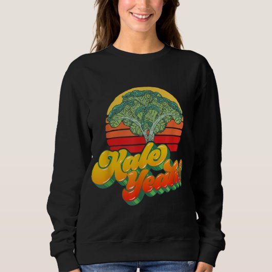 Kale Ja Funny Vegetable Retro 80 s Sunset Trui (Voorkant)