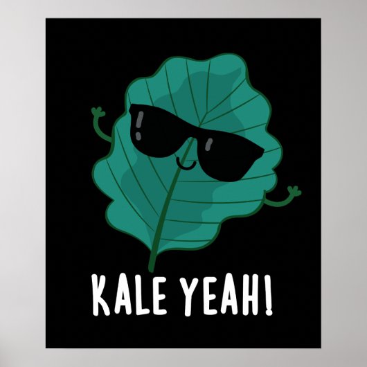 Kale Ja Funny Veggie Pun Dark BG Poster (Voorkant)