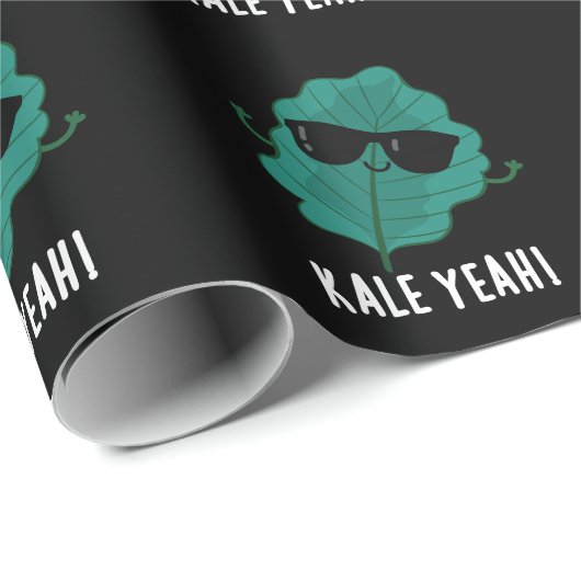 Kale Ja Grappige Groente Grap Donkere Achtergrond Cadeaupapier (Rol Hoek)