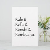 Kale Kefir Kimchi Kombucha Briefpapier (Staand voorkant)