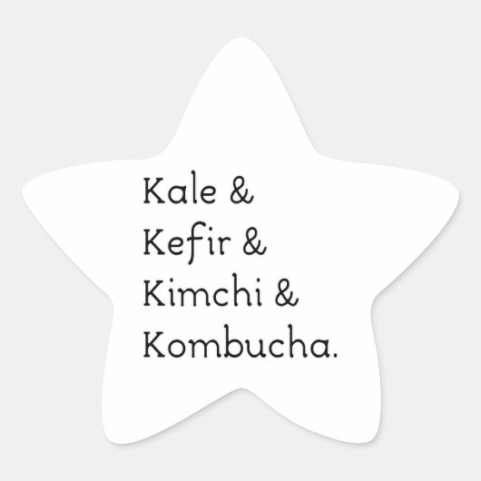 Kale Kefir Kimchi Kombucha Ster Sticker (Voorkant)