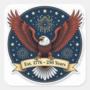 Kale kopernende arend Amerika 250 kunstwerk Vierkante Sticker