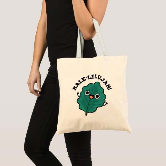 Kale-lelujah Funny Veggie Kale Pun Tote Bag (Voorkant (product))