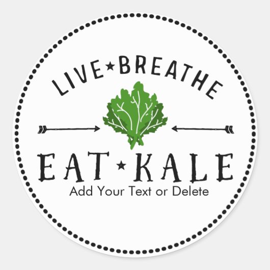 Kale Love Live Breathe Eat Kale Custom Ronde Sticker (Voorkant)