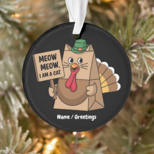Kale Paper Zak Meow Grappige Thanksgiving Kat Ornament