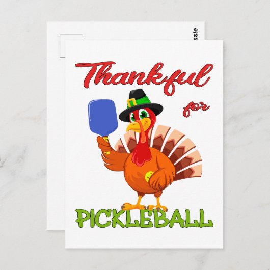 Kale turkey - Dankbaar voor Pickleball Briefkaart (Voorkant / Achterkant)