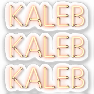 Kaleb-naam in gloeiende neonlichten x3 sticker