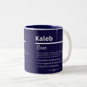 Kaleb Personalized Name Tweekleurige Koffiemok (Voorkant rechts)