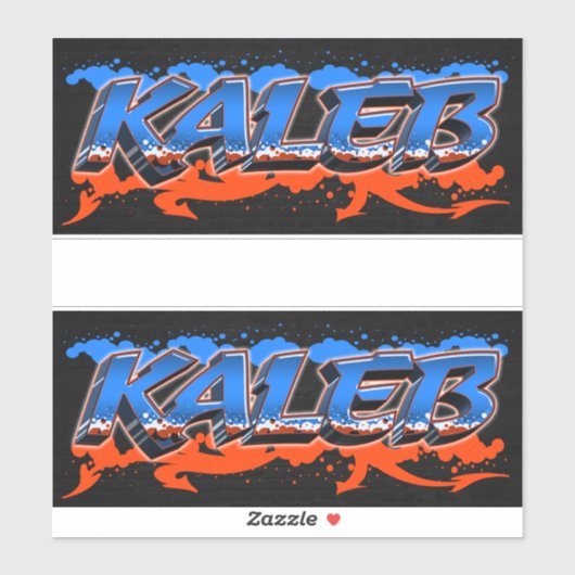 Kaleb prénom nom graffiti autocollant sticker (Feuille)
