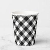 Kalebas Blauwe Pompoen Plaid Thanksgiving Papieren Bekers (Achterkant)