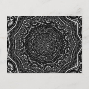 Kaleidoscoop 5 zwart-wit geometrisch patroon briefkaart