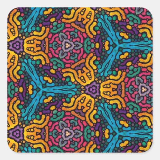 Kaleidoscoop bloemen stickers (Voorkant)