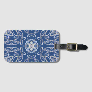 Kaleidoscoop Bright Blauw, Wit, Single Star Bagagelabel