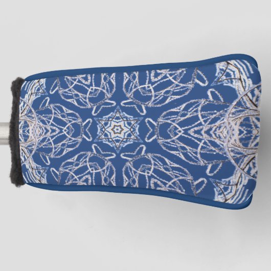 Kaleidoscoop Bright Blauw, Wit, Single Star Golfheadcover (Voorkant)