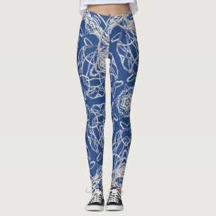 Kaleidoscoop Bright Blauw, Wit, Single Star Leggings